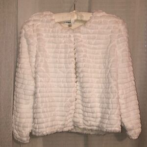 Calvin Klein M White Faux Fur Jacket with Knit Lining